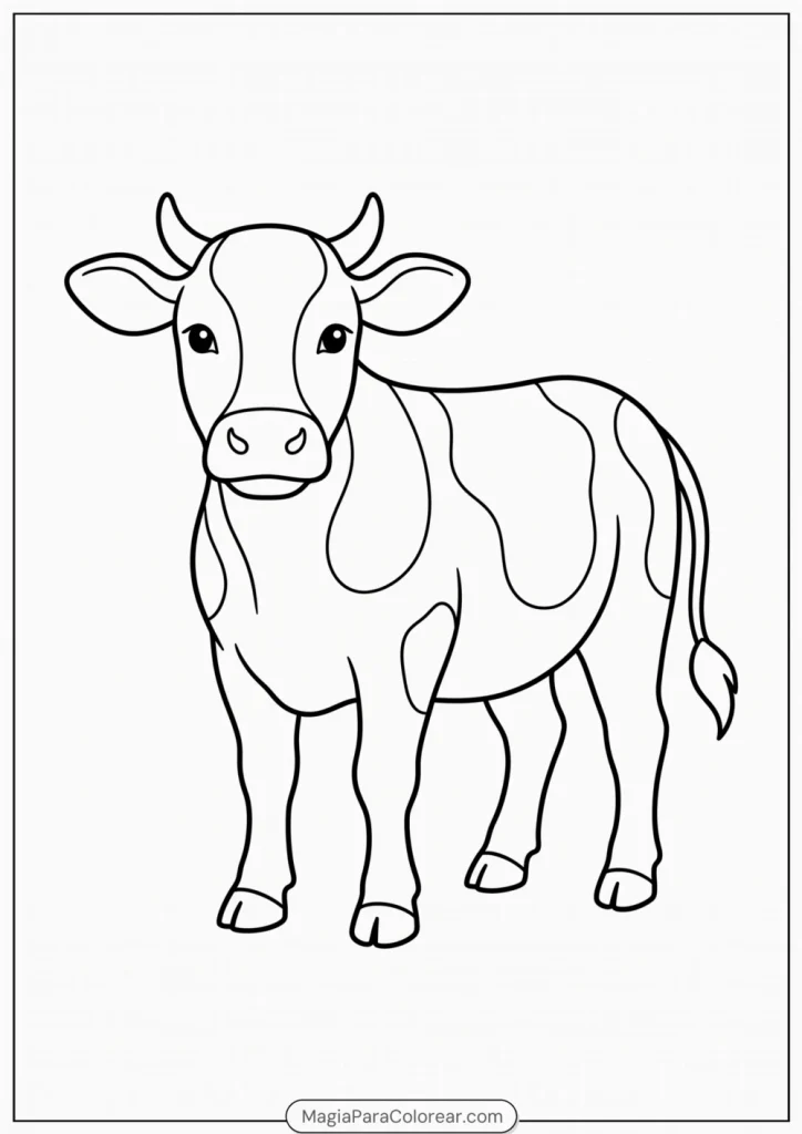 Vaca de cuerpo completo mirando de frente para colorear