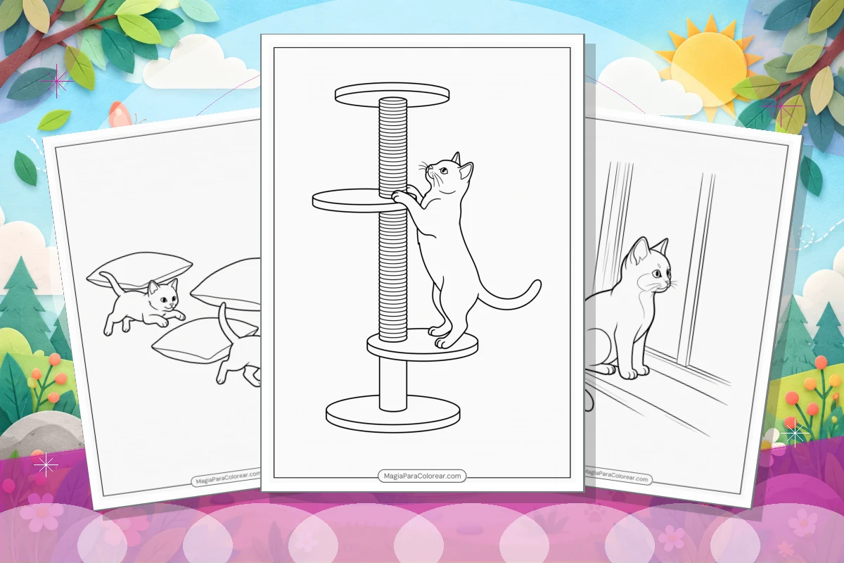 Portada de la colección Dibujos de gatos para colorear